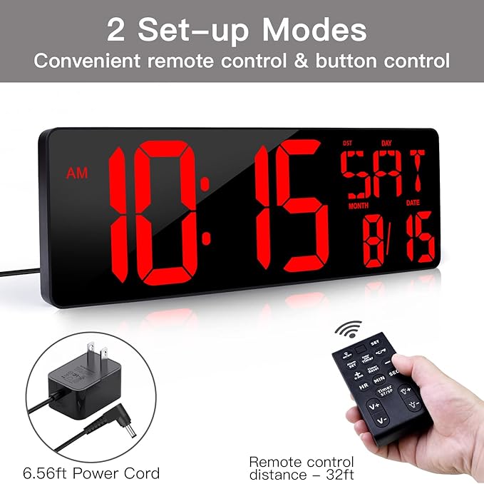XREXS Large Digital Wall Clock