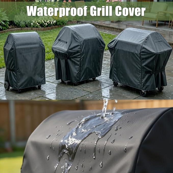 Grill Cover, 53-inch Heavy Duty Oxford Outside Waterproof Grill Covers, Dust-Proof Windproof UV Resistant BBQ Gas Cover Fit Most Brands Char Broil, Weber, Brinkmann, Holland