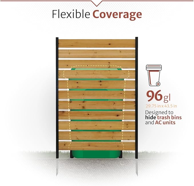 5ft H x 3.2ft W No Dig Enclo Concord Cedar Wood Privacy Screen, Great to Hide