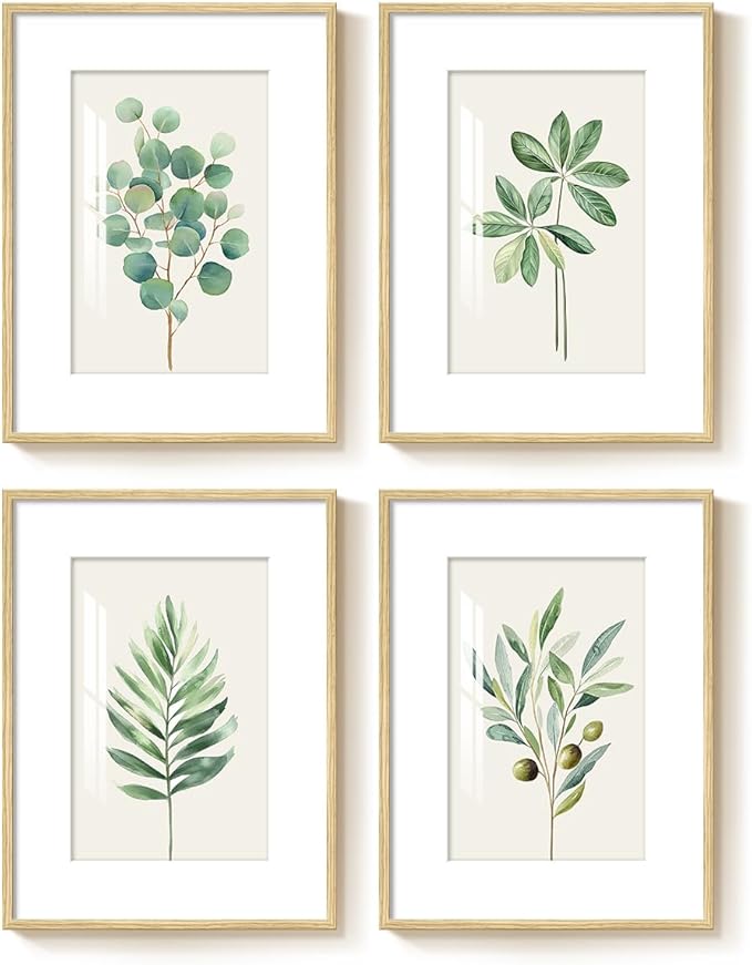 Framed Minimalist Sage Green Botanical Wall Art