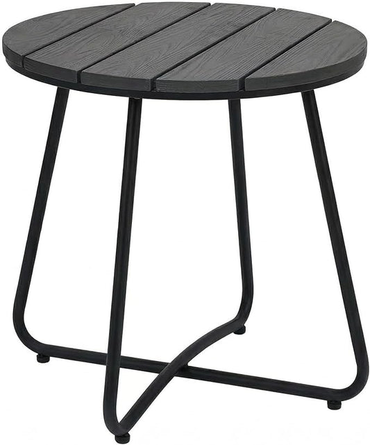 danpinera Outdoor Side Tables, HDPS Patio Table with Metal Legs, 18 Inch Outdoor Small Round Table for Garden, Backyard, Porch, Deck, Balcony, Poolside