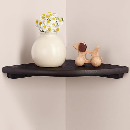Gieanoo Corner Wall Shelf, 7inch Solid Oak Wood Floating Corner Shelf