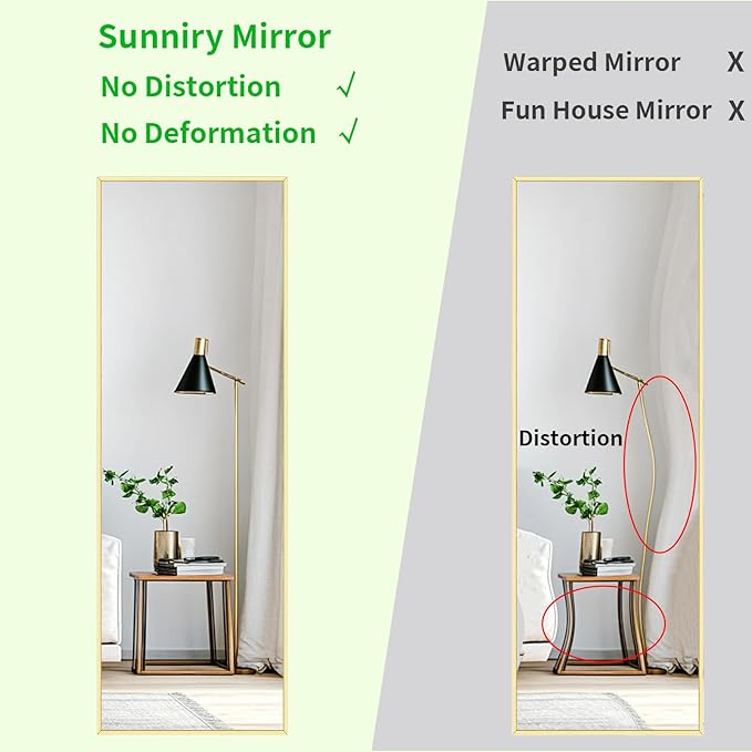Sunniry Gold Floor Mirror 48x16 inch, Full Body Mirror