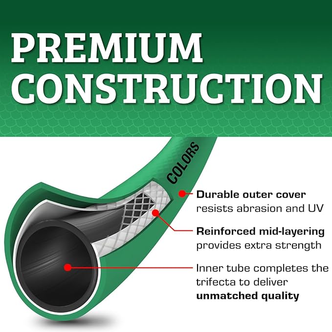Flexzilla Colors Garden Hose 5/8 in. x 50 ft., Lightweight All-Weather Water Hose, Durable and Flexible, Leak-Free Connections, Forest Green