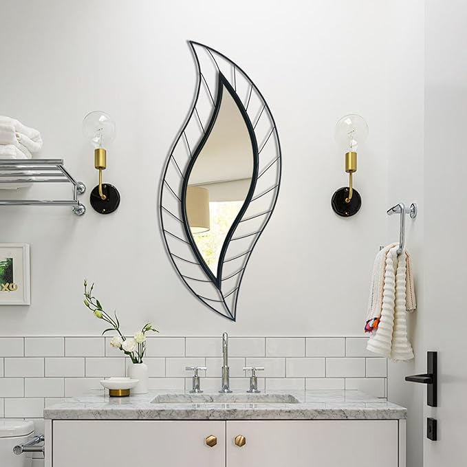 ironsmithn Decorative Wall Mirror, Leaf Teardrop Mirror