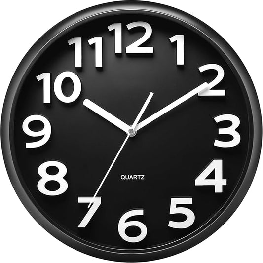 Plumeet 13'' Wall Clock, Large Battery Operated Wall Clocks Silent Non-Ticking