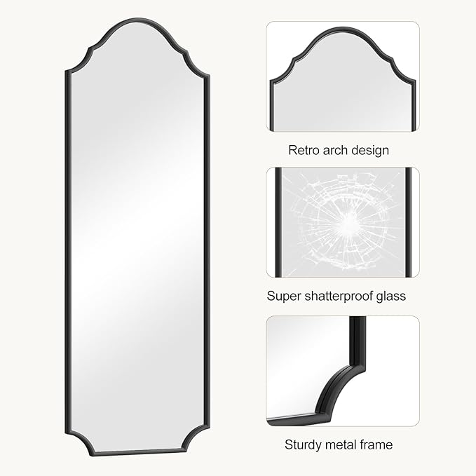 WallBeyond Arched Full Length Mirror Wall Mounted, Living Room, Hanging or