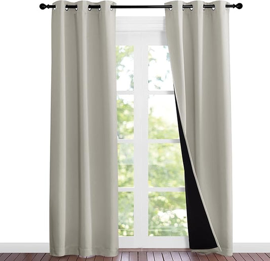 NICETOWN Natural Blackout Curtains 80 inches Long, 2 Pieces, Full Light