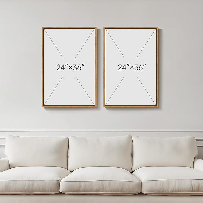 Large Framed Black and Beige Neutral Abstract Wall Art