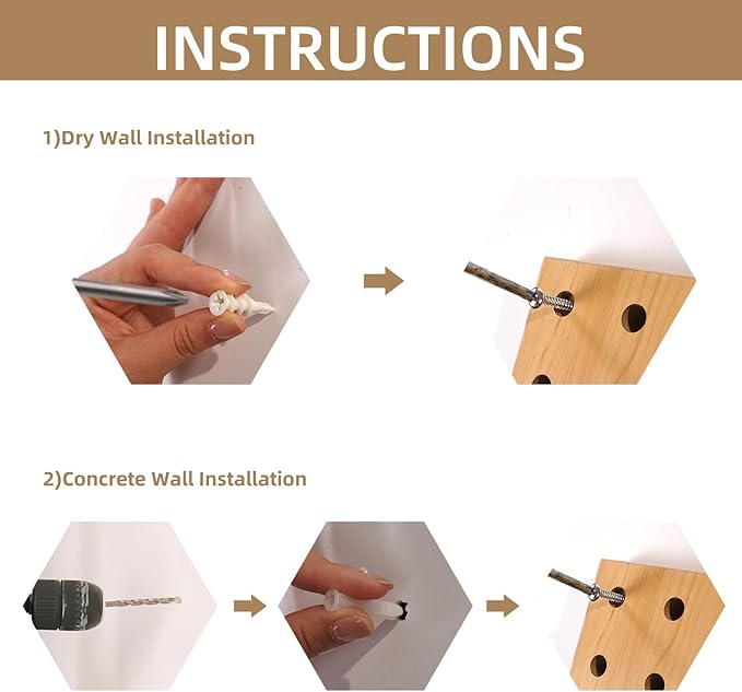 Brown & Beige Wood Pegboard Modular Display Wooden Pegboard Combination Wall