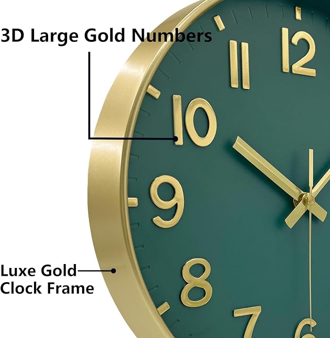 Modern Wall Clock, 10 Inch Digital Wall Clocks Battery Operated, Round Non