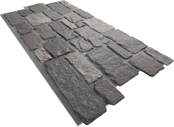 EverStone Cobblestone Faux Stone Panel, Charcoal Color
