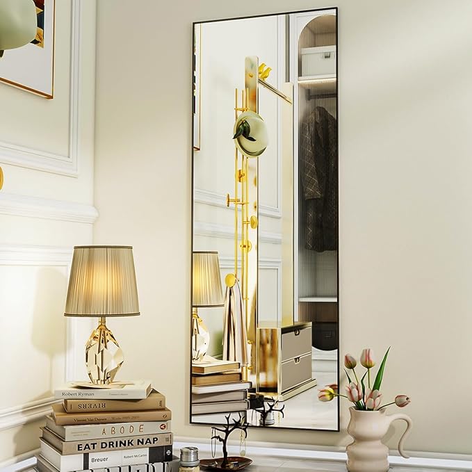 VooBang Mirror Full Length, Aluminum Alloy Frame Full Body Mirror, Standing