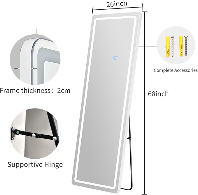 Full Length Mirror with LED Lights, LED Mirrors Full Length Floor Mirror Full