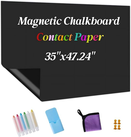 Magnetic Chalkboard Contact Paper Adhesive 35" x 47.24", Magnetic Chalkboards