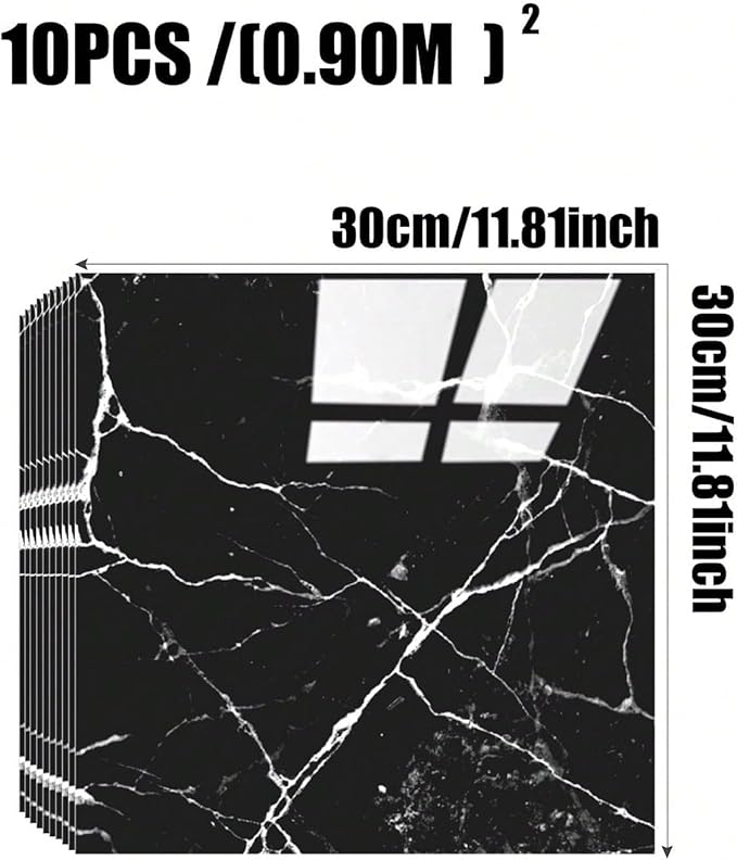Chejiaye 10pcs Marble Peel and Stick Backsplash Waterproof Washroom Wall Panels