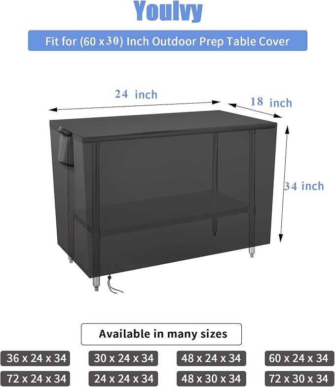 Outdoor Prep Table Cover 24 Inch, Waterproof Fadeproof UV Resistant Patio Stainless Steel Metal BBQ Table Cover All Season Protection for Outdoor Table 500D - 24 X 18 X 34 Inch