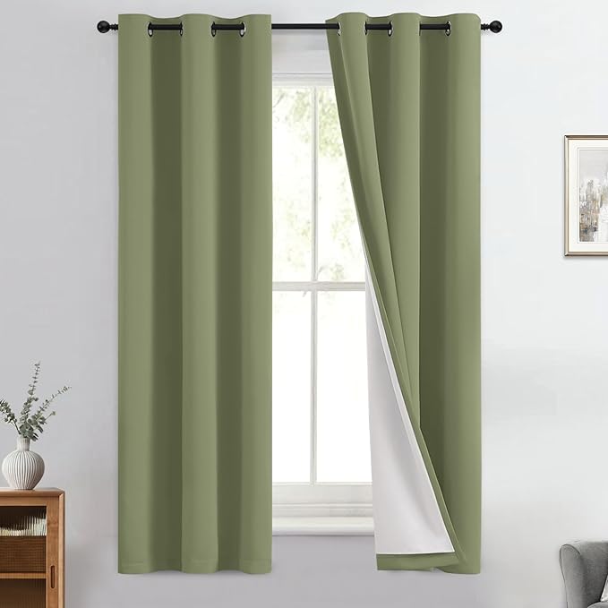 Yakamok 100% Blackout Curtain Panels 63 inches Cold and Light Blocking Drapes