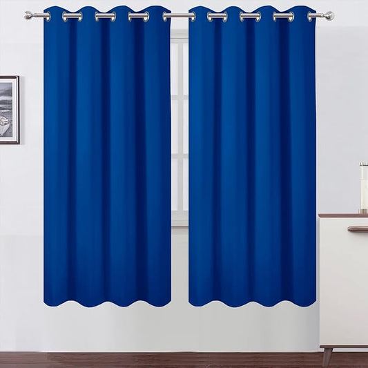 LEMOMO Blackout Curtains 66 x 72 Inch Long Royal Blue Curtains Set of 2 Panels