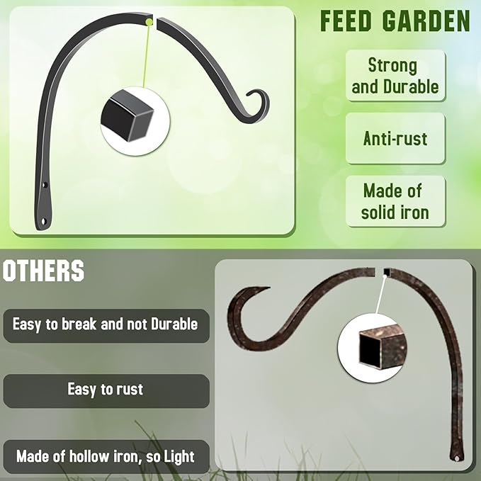 FEED GARDEN 2 Pack 10 Inch Hanging Plant Bracket Wall Hooks Decorative Plant