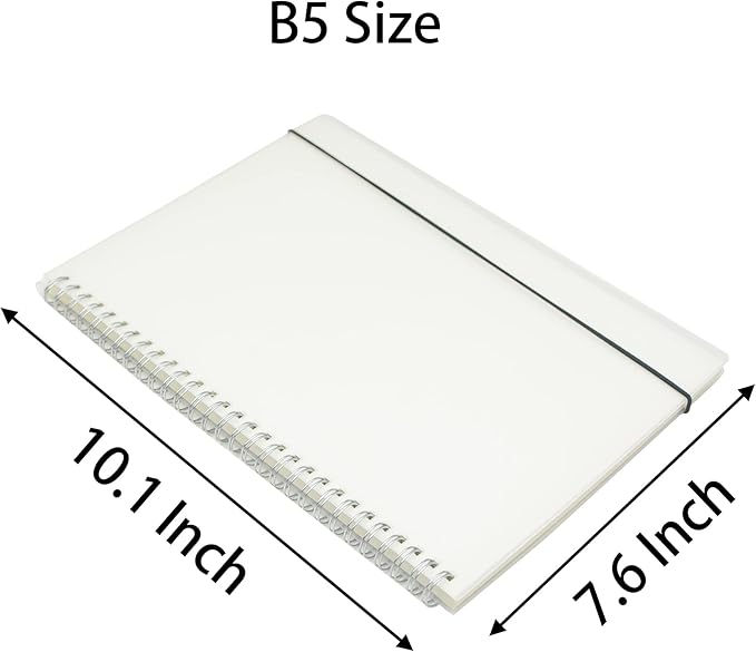 Yansanido Spiral Notebook, 4 Pcs 10.1 Inch x 7.6 Inch B5 Thick Plastic Translucent Frosting Hardcover Graph Paper 80 Sheets -160 Pages Journals for Study and Notes (B5 7.3"X 10"-Grid 4pcs)