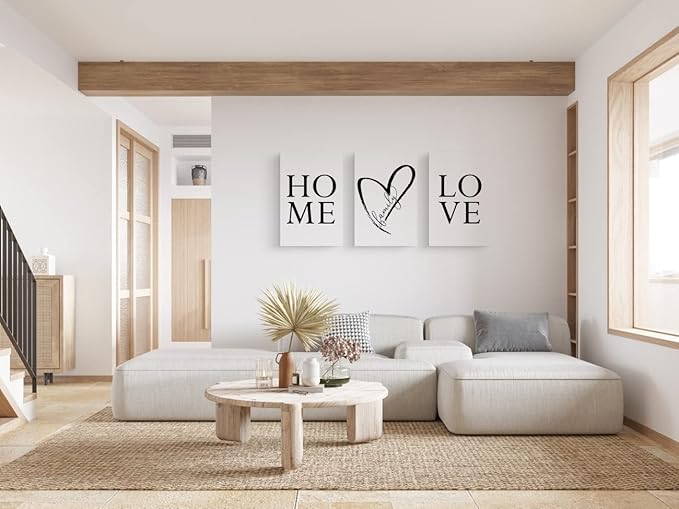 GUBIYU Home Love Wall Decor Set of 3 Prints Modern Black and White Wall Art