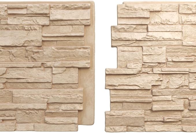 EverStone Cascade Faux Stone Panel, 48 5/8"W x 24 3/4"H x 1 1/4"D, Ocean Floor