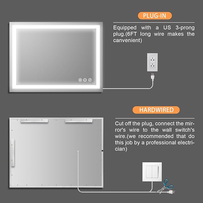 32x24 inch Wall Mounted LED Bathroom Mirror