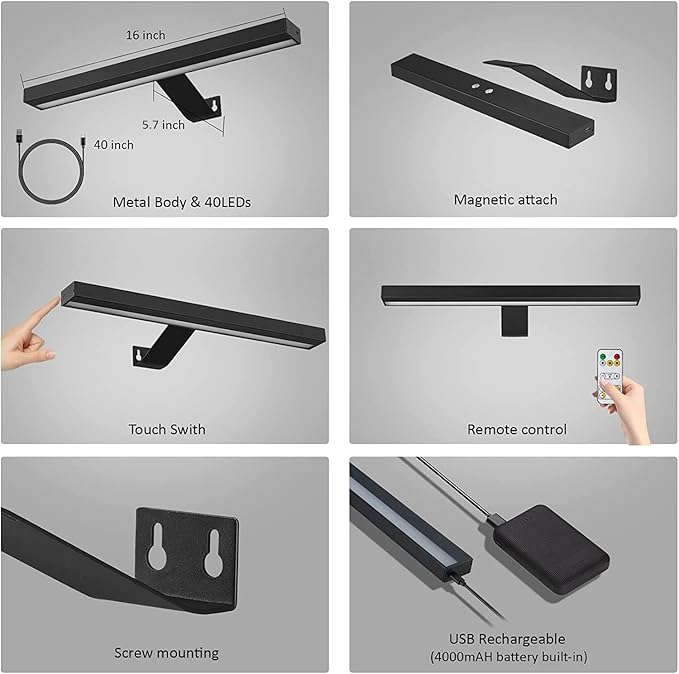 MIOBLUE Wireless Picture Lights, Rechargeable Battery Art Display Light