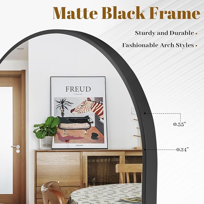 VooBang Arched Wall Mirror, 24 x 36 inch Arch Bathroom Mirror, Wall Mounted