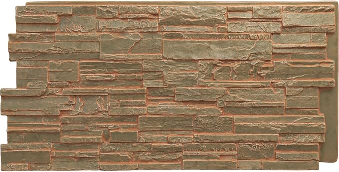 EverStone Cascade Faux Stone Panel, 48 5/8"W x 24 3/4"H x 1 1/4"D, Iron Mill