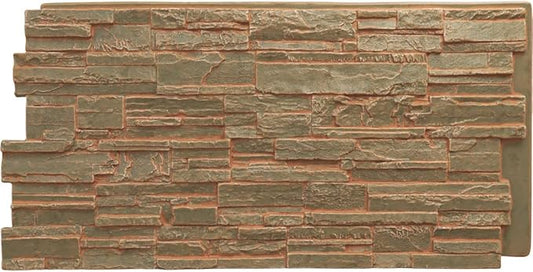 EverStone Cascade Faux Stone Panel, 48 5/8"W x 24 3/4"H x 1 1/4"D, Iron Mill