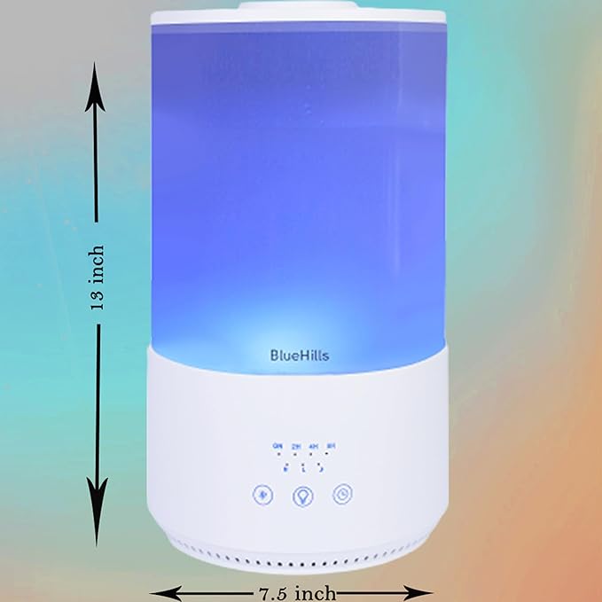 BlueHills Premium 4000 ml Tall Essential Oil Diffuser 4L 4 Liter 50 Hour Run with Remote Timer Aroma Humidifier 1 Gallon Big Capacity High Mist Output for Large Room Huge Size Mood Lights White T401