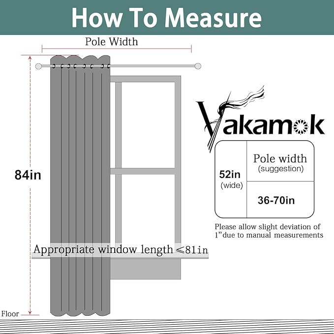 Yakamok 100% Blackout Curtains 84 Inches Long, 2 Thick Layers Heat and Full