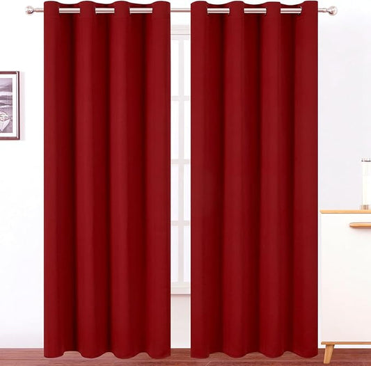 LEMOMO Blackout Curtains 52 x 120 Inch Long Red Curtains Set of 2 Panels Room