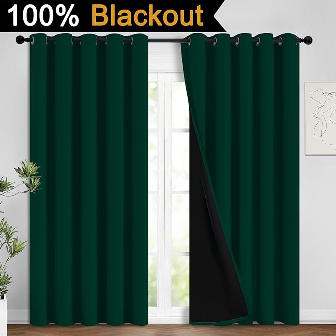 Yakamok 100% Blackout Lined Panels, Room Darkening Thermal Insulated Blackout