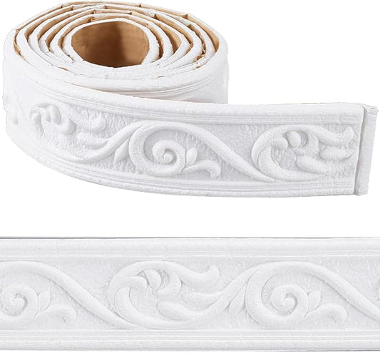 CRASPIRE 88 x 1.96 inch Crown Molding Peel and Stick 3D Flexible Foam Wall Trim