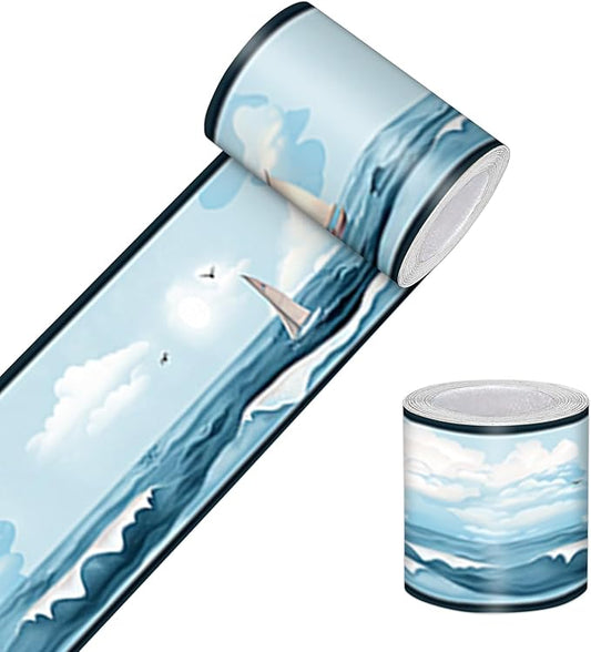 HOMETITUTE Wallpaper Border Peel and Stick Nautical Wall Trim Self Adhesive