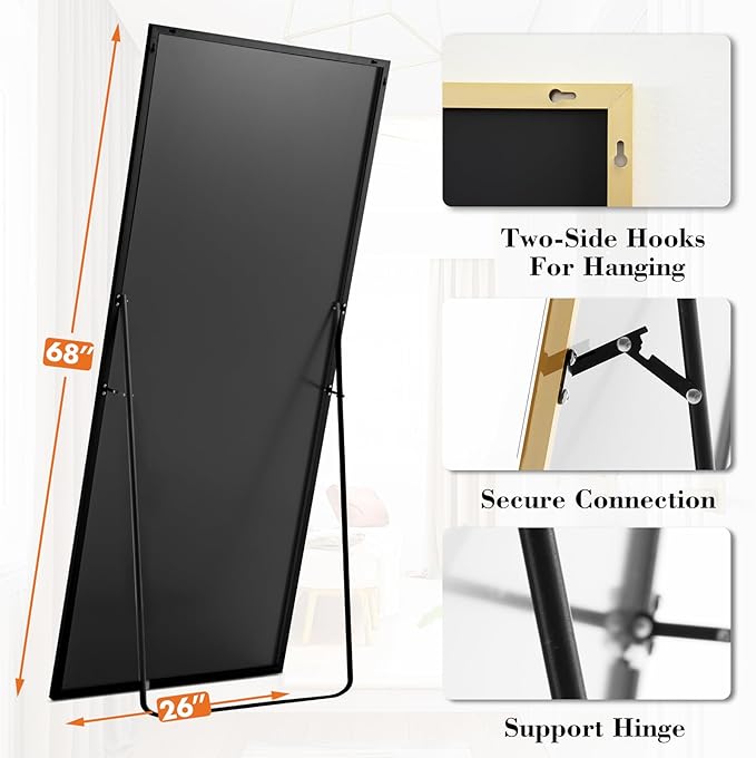 Sweetcrispy 68"x26" Full Length Mirror, Leaning or Standing Full Body Mirror