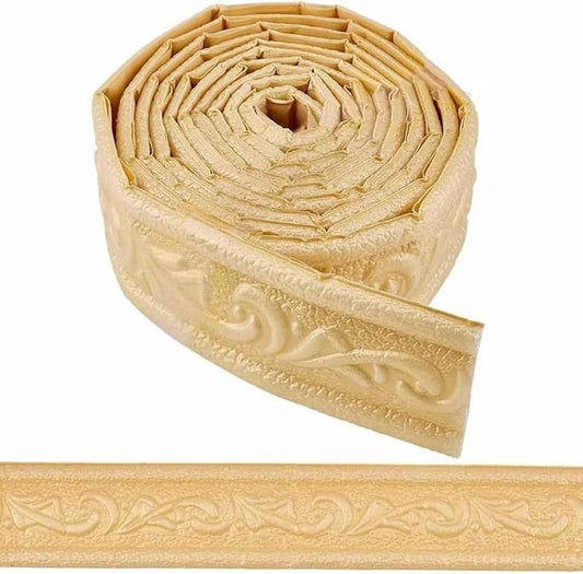 CRASPIRE 88.9x1.69in Peel Stick Foam Crown Molding Baseboard Trim Yellow Self