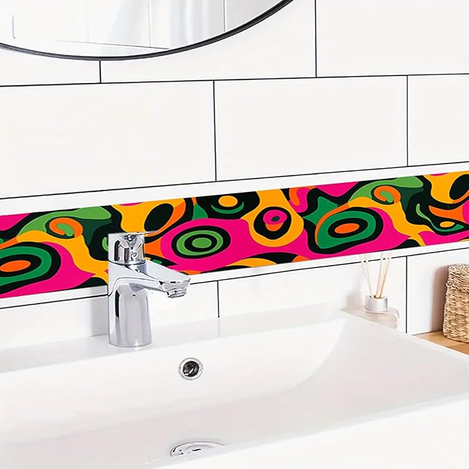 HOMETITUTE Wallpaper Border Peel and Stick Wall Border Colorful Pop Art