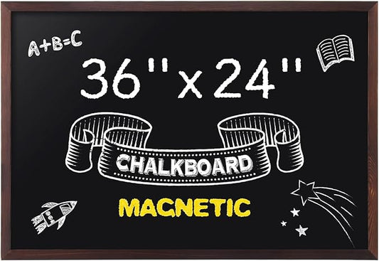 Comix Magnetic Chalkboard, 24 x 36 Inches Wooden-Framed Blackboard, Hanging