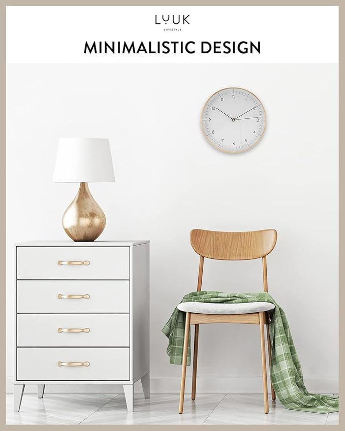 LUUK LIFESTYLE Silent Quartz wall Clock, Nordic and Minimalist Design, Interior