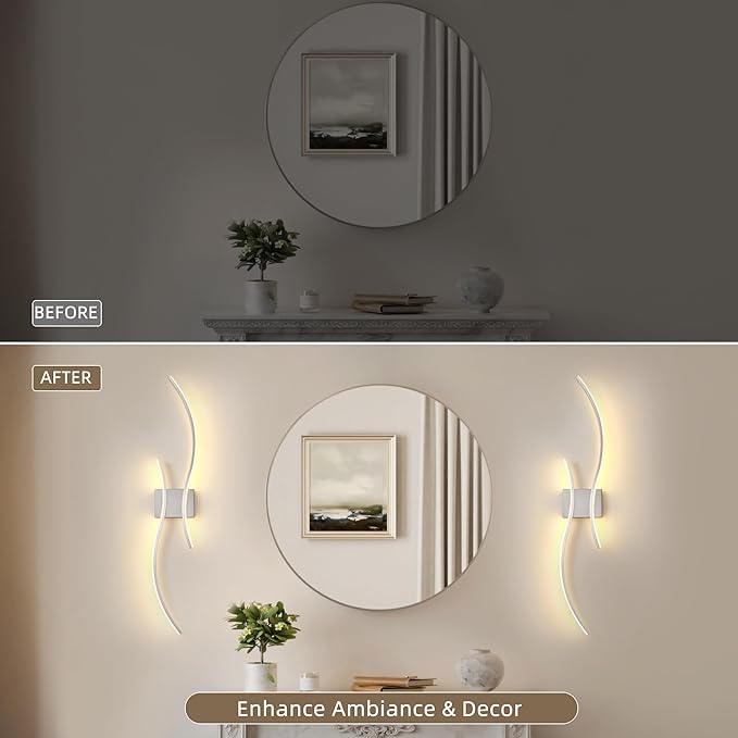 Battery Operated Wall Sconce Set of 2, Dimmable Modern LED Rechargeable Wall