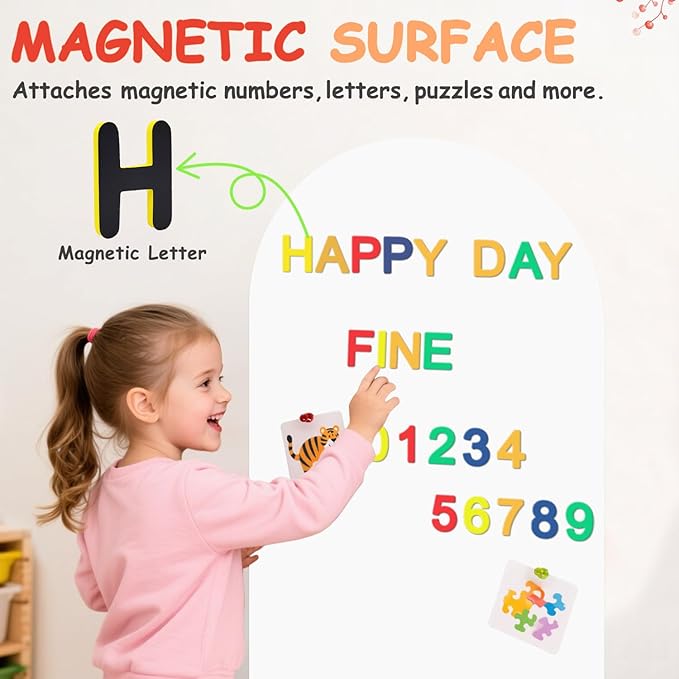 Arch Magnetic Wall Decal for Kids 39.3x17.5 Inch White Magnetic Chalk Board