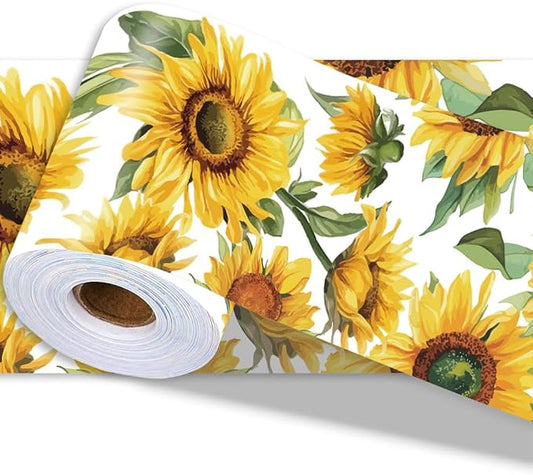 Sunflower Wall Border Wallpaper Border Decal Peel and Stick 19.7 x 4 Inch