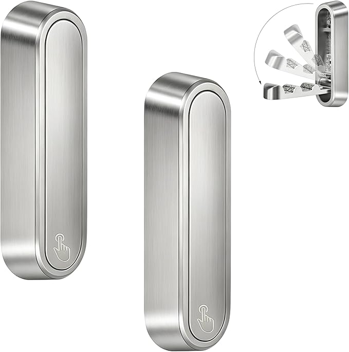 2PCS Foldable Wall Hooks, Flip Down Design