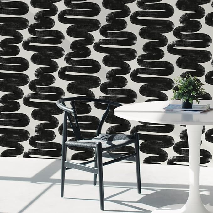 Tempaper x Bobby Berk White & Black Wiggle Room Removable Peel and Stick