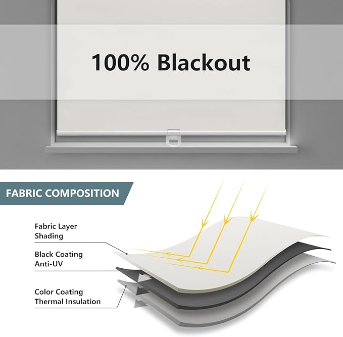 AOSKY Cordless Roller Shades Blackout Blinds