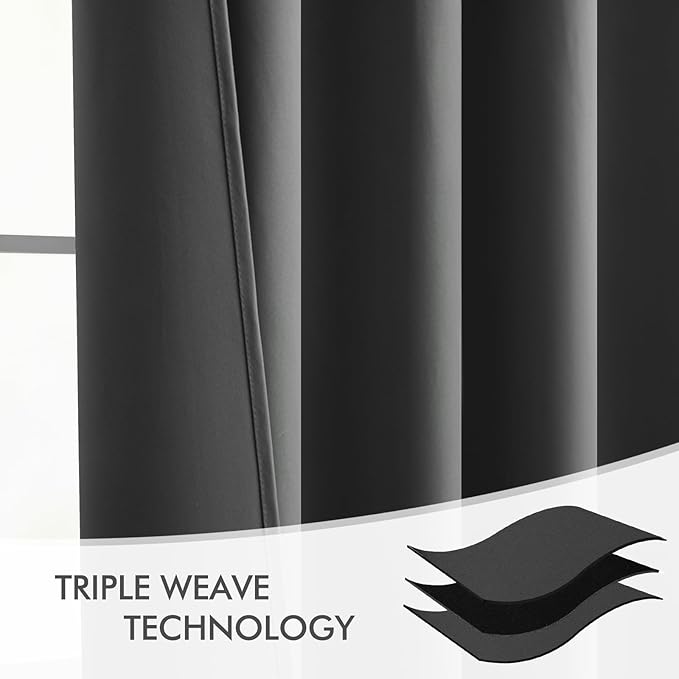 MIULEE Grey Back Tab Blackout Curtains 72 Inch Length 2 Panels Set